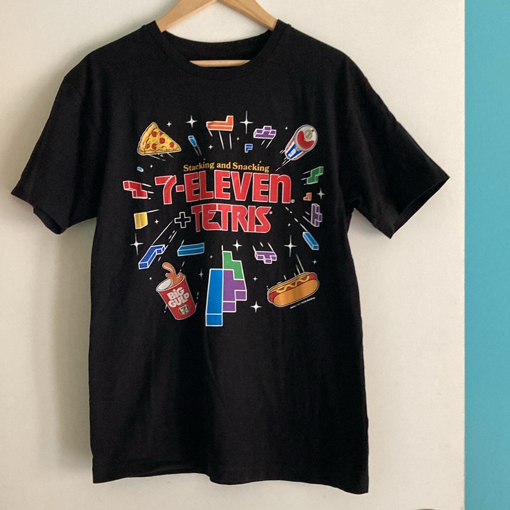 7-11 Tetris Black Cotton Tee Shirt Size Medium Unisex / Mens